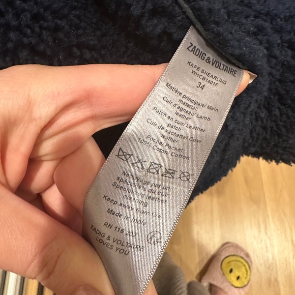 Zadig & Voltaire "Kafe” Shearling Leather Jacket Coat - Picture 8 of 14